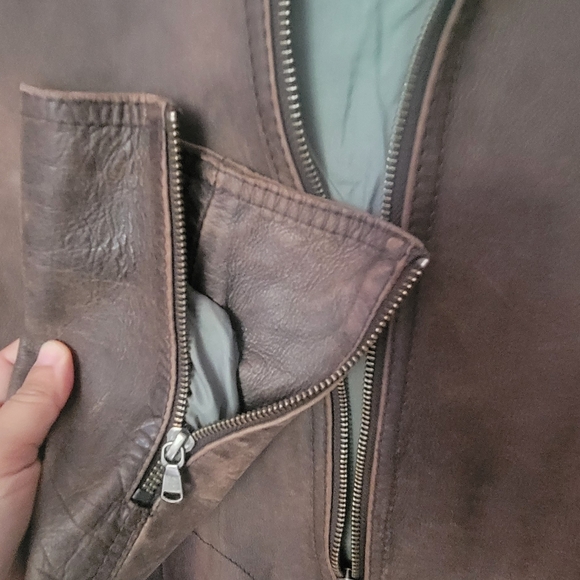 M0851 Brown Leather Hooded Jacket - Picture 3 of 3